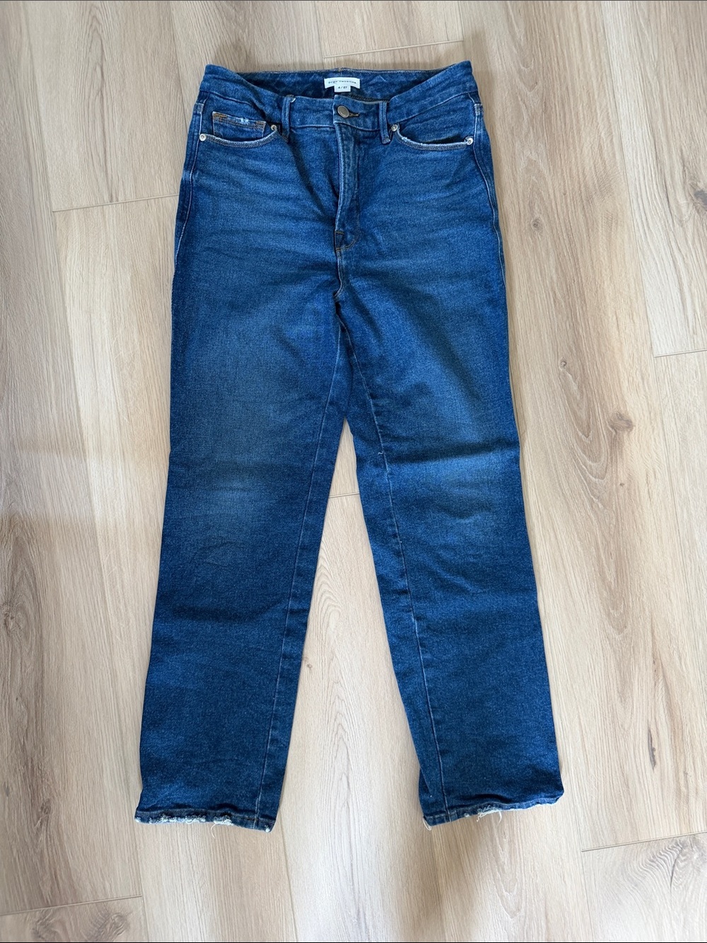 Good American Dark Blue Good Curve Straight Leg Jeans